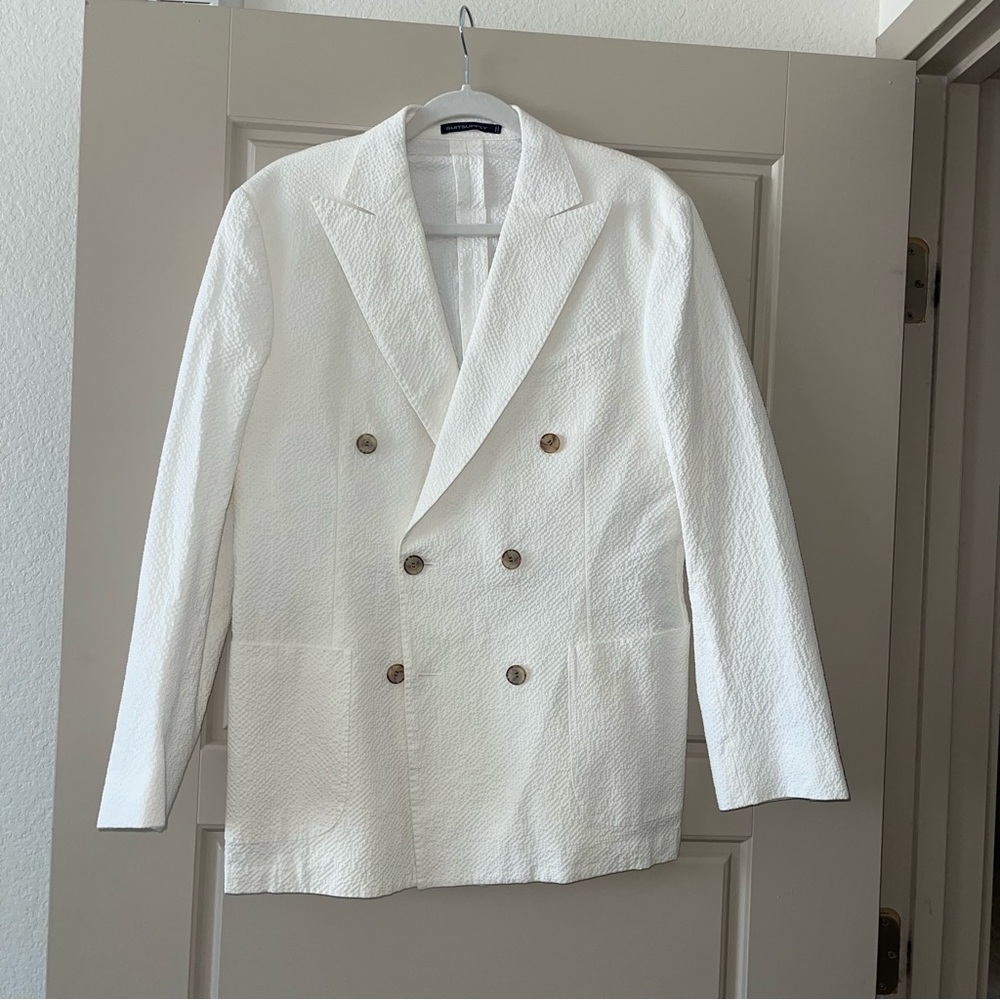 ❌SOLD❌ SUIT SUPPLY WHITE COTTON SUIT JACKET - Picture 2 of 11